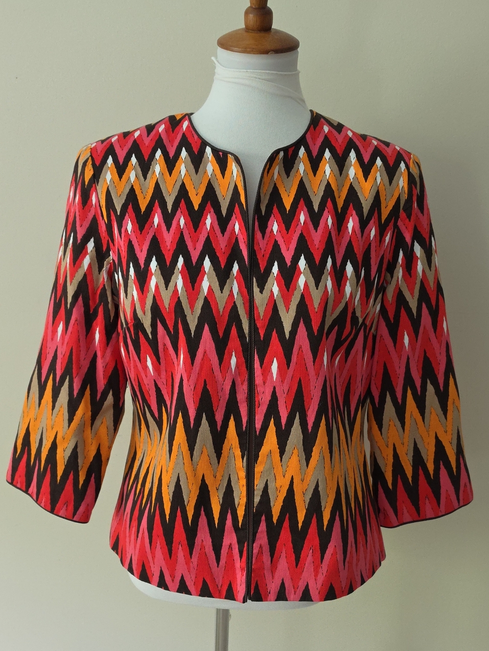 Trenz By Theresa Renz Blazer Chevron Patterned Jacket